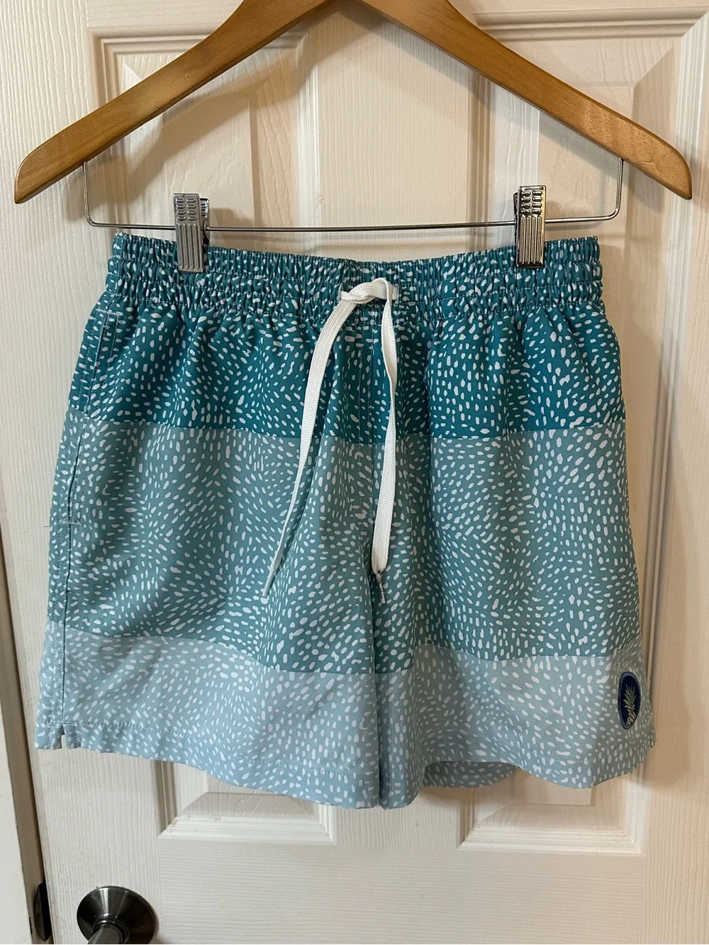 Chubbies Mens Teal Blue Speckled Colorblock Swim Trunks 5.5 Inseam‎ Small